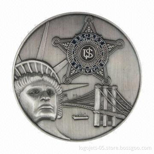 Zinc alloy coin without color filled, different colors of plating and effects are available